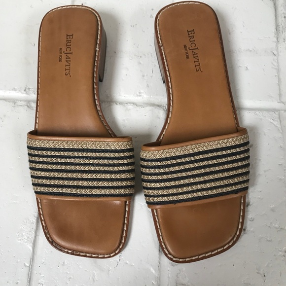 tan woven slides